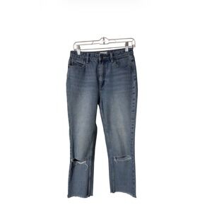 RVCA Womens High Rise Straight Leg Distressed Raw Hem Jeans Blue Size 26